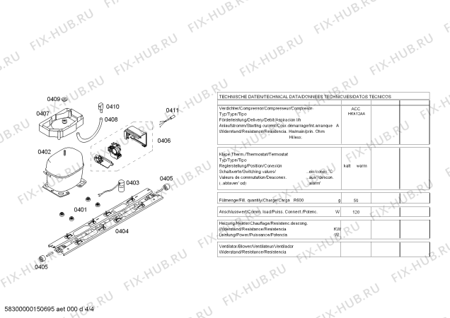 Взрыв-схема холодильника Bosch KGN49S70 - Схема узла 04