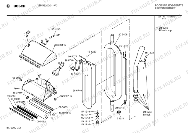 Схема №2 BMS2200 с изображением Инструкция по эксплуатации для пылесоса Bosch 00517214
