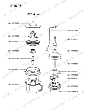 Схема №1 FSD311(0) с изображением Цитрус-пресс для соковыжималки Krups MS-4879323