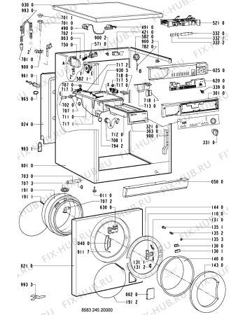 Схема №1 WA 8550/WS-B с изображением Декоративная панель для стиралки Whirlpool 481245219881