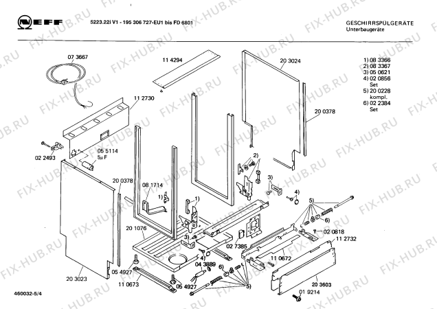 Схема №3 195306727 5223.22IV1 с изображением Ручка для посудомойки Bosch 00055694