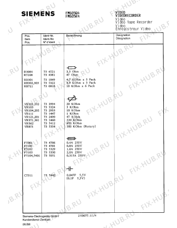 Схема №5 FM605K4 с изображением Пульт дистанционного управления для видеотехники Siemens 00755237