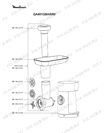 Взрыв-схема кухонного комбайна Moulinex QA401GBA/6R0 - Схема узла OP004131.6P5