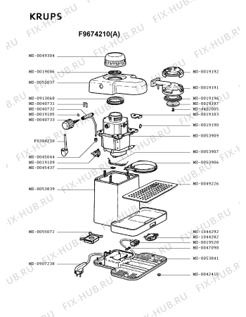 Взрыв-схема кофеварки (кофемашины) Krups F9674210(A) - Схема узла 5P001883.3P2