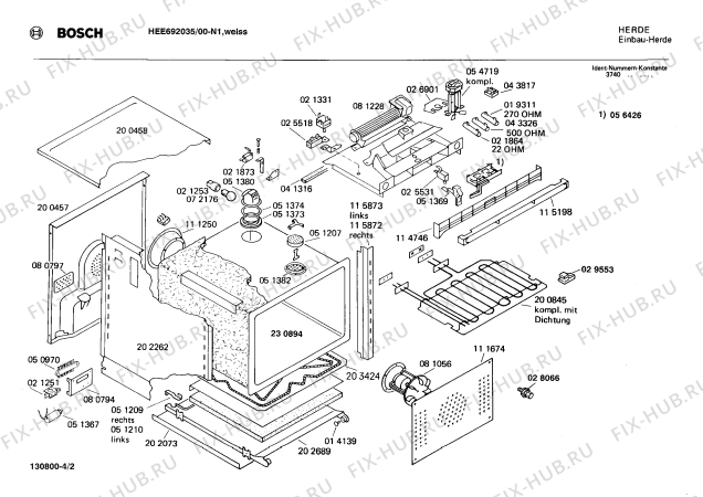 Взрыв-схема плиты (духовки) Bosch HEE692035 - Схема узла 02