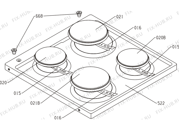 Схема №1 00.659.997 1 (170625, E44C1-S34) с изображением Поверхность для плиты (духовки) Gorenje 108259