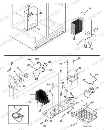 Взрыв-схема холодильника Electrolux ERL6298XX6 - Схема узла Cooling system 017