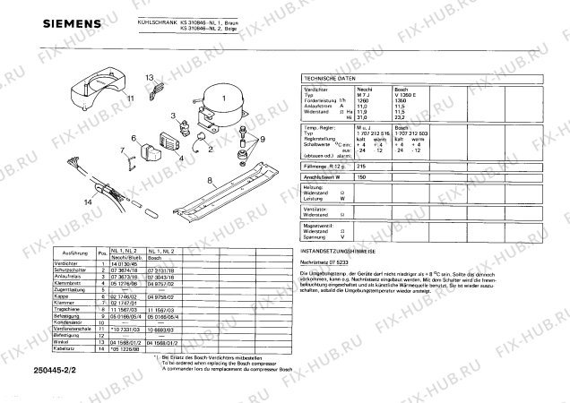 Взрыв-схема холодильника Siemens KS310846 - Схема узла 02