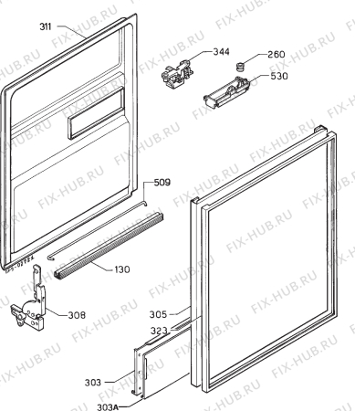 Взрыв-схема посудомоечной машины Zanussi ZW125 - Схема узла Door 003