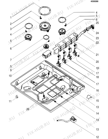 Взрыв-схема плиты (духовки) Indesit T495GNL (F012972) - Схема узла