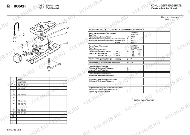 Взрыв-схема холодильника Bosch GSD1330 - Схема узла 02