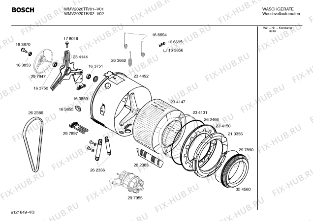 Взрыв-схема стиральной машины Bosch WMV2020TR - Схема узла 03