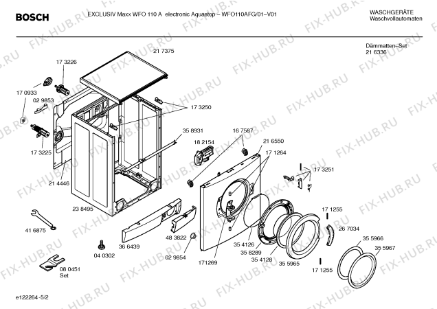 Взрыв-схема стиральной машины Bosch WFO110AFG Exclusiv Maxx WFO 110 A electronic Aqua - Схема узла 02