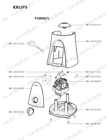 Взрыв-схема блендера (миксера) Krups F32842(1) - Схема узла RP002839.5P2