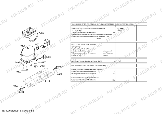 Взрыв-схема холодильника Bosch KGU40623NE - Схема узла 04