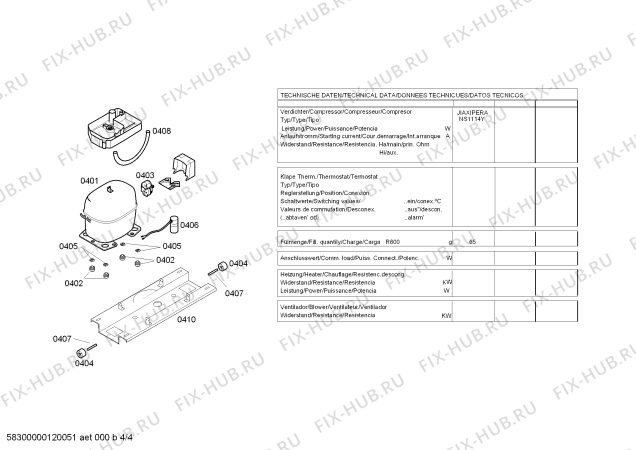 Взрыв-схема холодильника Bosch KGU40623IL - Схема узла 04