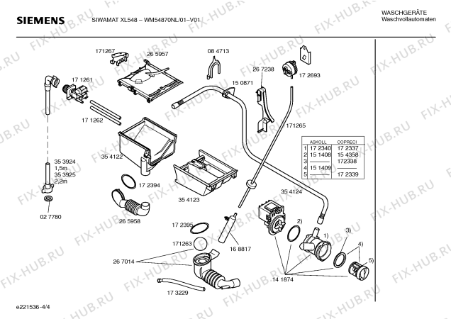 Схема №2 WM54870NL SIWAMAT XL548 GRANDEUR с изображением Инструкция по установке и эксплуатации для стиральной машины Siemens 00524621