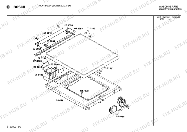 Схема №2 WOH5620 WOH 5620 с изображением Панель для стиральной машины Bosch 00281912