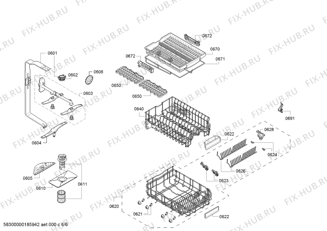 Взрыв-схема посудомоечной машины Bosch SPV67M00AU Silence. Made in Germany - Схема узла 06