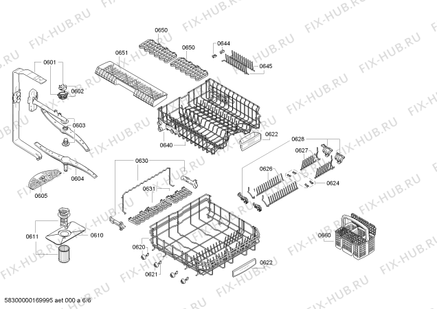 Взрыв-схема посудомоечной машины Bosch SMS53M62FF, ActiveWater ECO; SuperSilence - tp3 - Схема узла 06