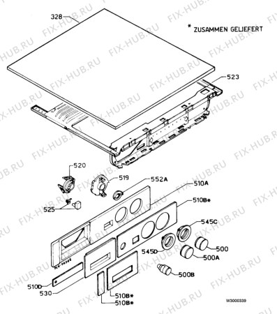 Взрыв-схема стиральной машины Juno JWT8010 - Схема узла Control panel and lid