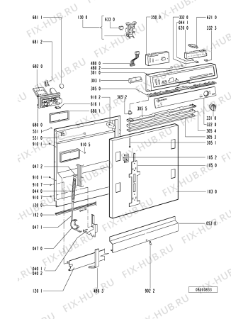 Схема №1 GSI 4753/1 WS с изображением Обшивка для посудомоечной машины Whirlpool 481245370105
