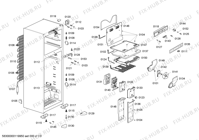 Схема №1 KDN44P00BR с изображением Вставка для холодильной камеры Bosch 00641563
