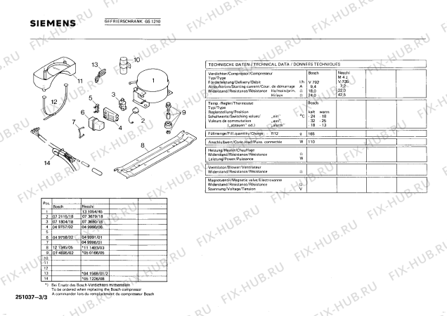 Взрыв-схема холодильника Siemens GS1210 - Схема узла 03