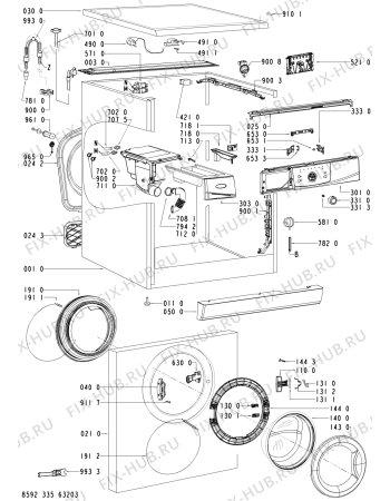 Схема №1 AWO/D 42682 с изображением Обшивка для стиральной машины Whirlpool 480111102729