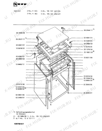 Взрыв-схема плиты (духовки) Neff 195303696 2194.11HES - Схема узла 02