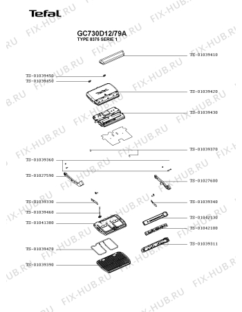 Схема №1 GC730D12/79A с изображением Ручка для электрогриля Tefal TS-01039311