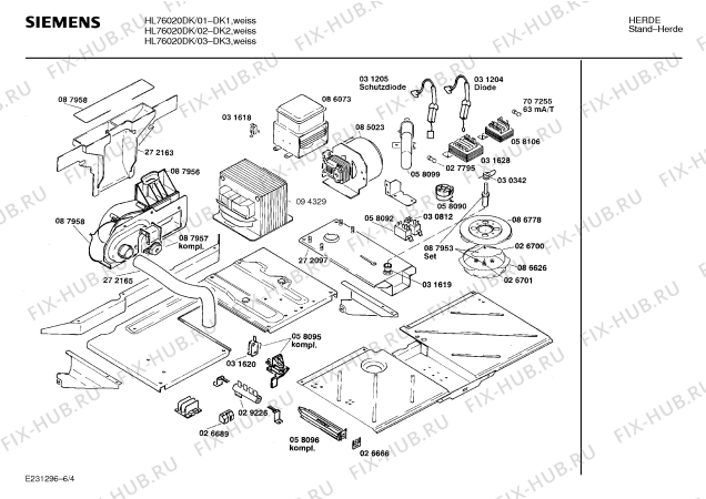 Взрыв-схема плиты (духовки) Siemens HL76020DK - Схема узла 04