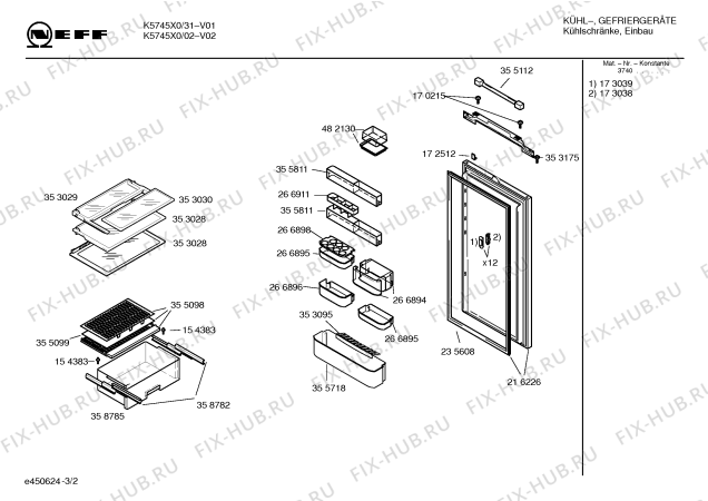 Схема №2 K5745X0GB K5745 с изображением Инструкция по эксплуатации для холодильника Bosch 00526243