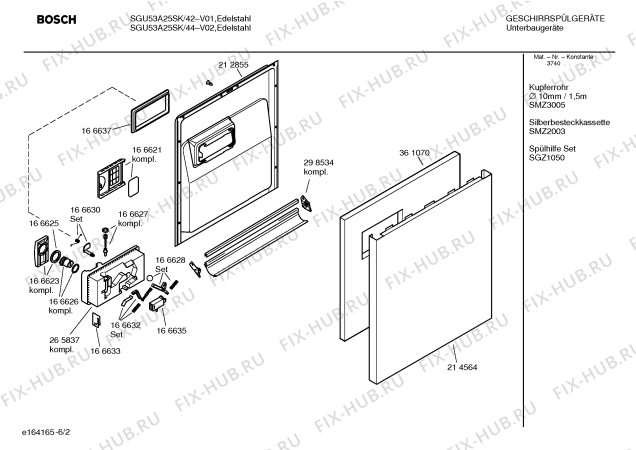 Взрыв-схема посудомоечной машины Bosch SGU53A25SK - Схема узла 02