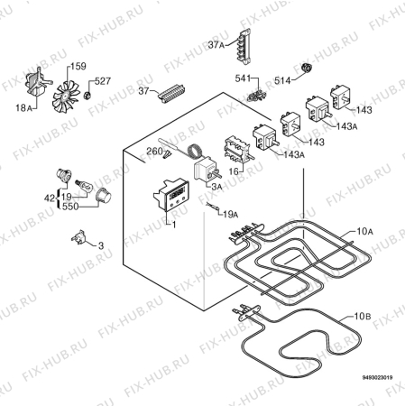 Взрыв-схема плиты (духовки) Zanussi ZHM738X - Схема узла Electrical equipment 268