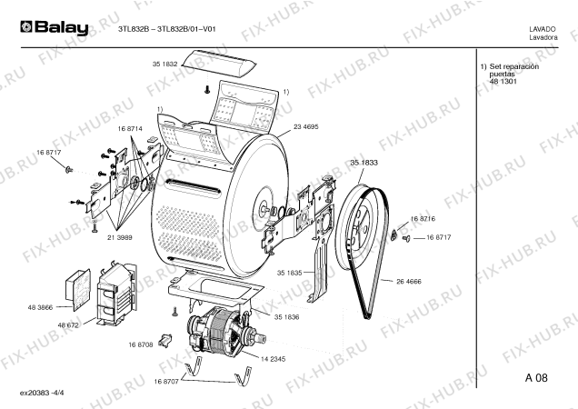 Схема №2 3TL832B TL832 с изображением Панель управления для стиралки Bosch 00366501