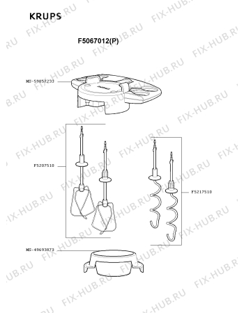 Схема №1 F5067012(Q) с изображением Крышка для электроблендера Krups MS-5985534