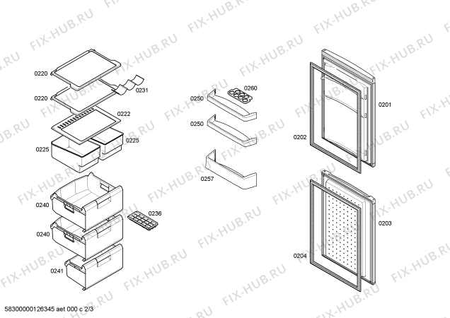 Схема №2 KGV28V00GB с изображением Дверь для холодильника Bosch 00244265