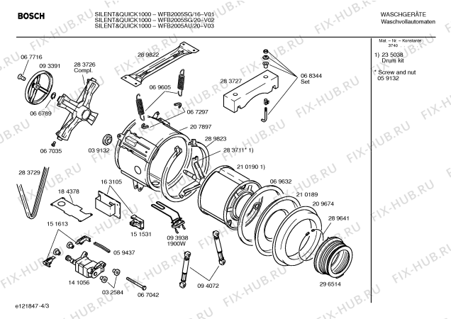 Взрыв-схема стиральной машины Bosch WFB2005SG SILENT & QUICK - Схема узла 03