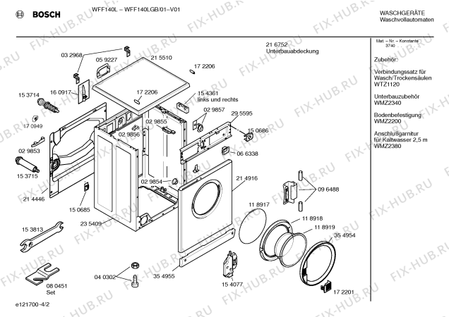 Схема №1 WFF140LGB с изображением Ручка для стиральной машины Bosch 00267358