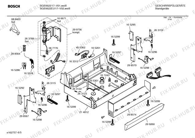 Взрыв-схема посудомоечной машины Bosch SGS5622 - Схема узла 05