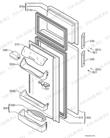 Взрыв-схема холодильника Rex Electrolux RD250 - Схема узла Door 003