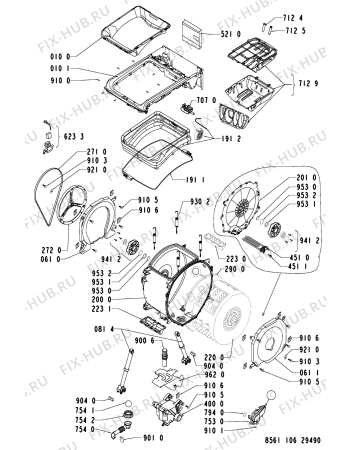 Схема №1 AWA 1106 NA с изображением Рукоятка для стиралки Whirlpool 481249868191