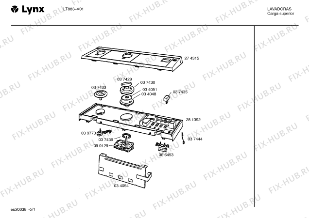 Схема №1 LT883 с изображением Декоративная панель для стиралки Bosch 00089136