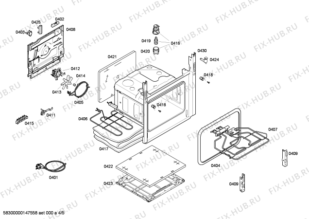 Взрыв-схема плиты (духовки) Bosch HCE724120V - Схема узла 04