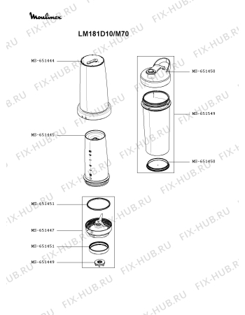 Взрыв-схема блендера (миксера) Moulinex LM181D10/M70 - Схема узла 1P005882.5P2