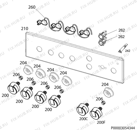 Взрыв-схема плиты (духовки) Electrolux EKG951301X - Схема узла Command panel 037