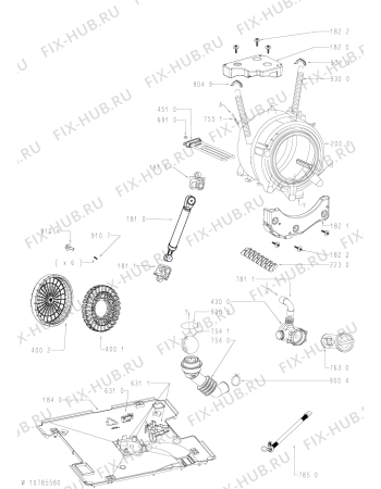 Взрыв-схема стиральной машины Whirlpool AWG912PRO (F101589) - Схема узла
