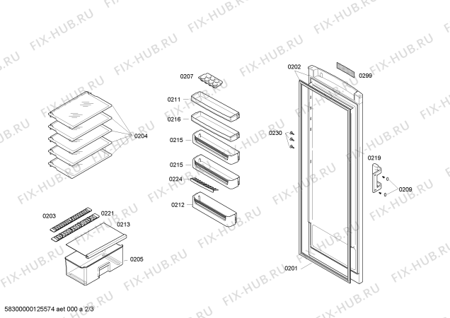 Схема №1 4FC14B10 с изображением Дверь для холодильной камеры Bosch 00245623