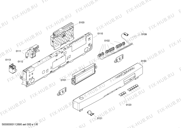 Схема №1 SE46T290SK с изображением Модуль управления для посудомойки Siemens 00640134